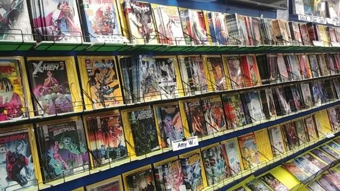Comic book store in Clive Mayhem Collectibles Inc